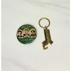 VTG Kennedy Memorabilia Lot 1984 Dream Lives On Button & Kennedy '88 Key Chain